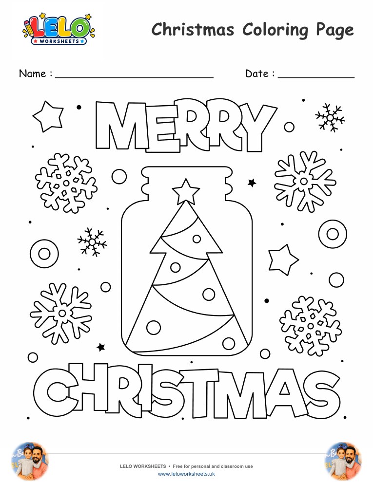 christmas coloring page worksheet preview