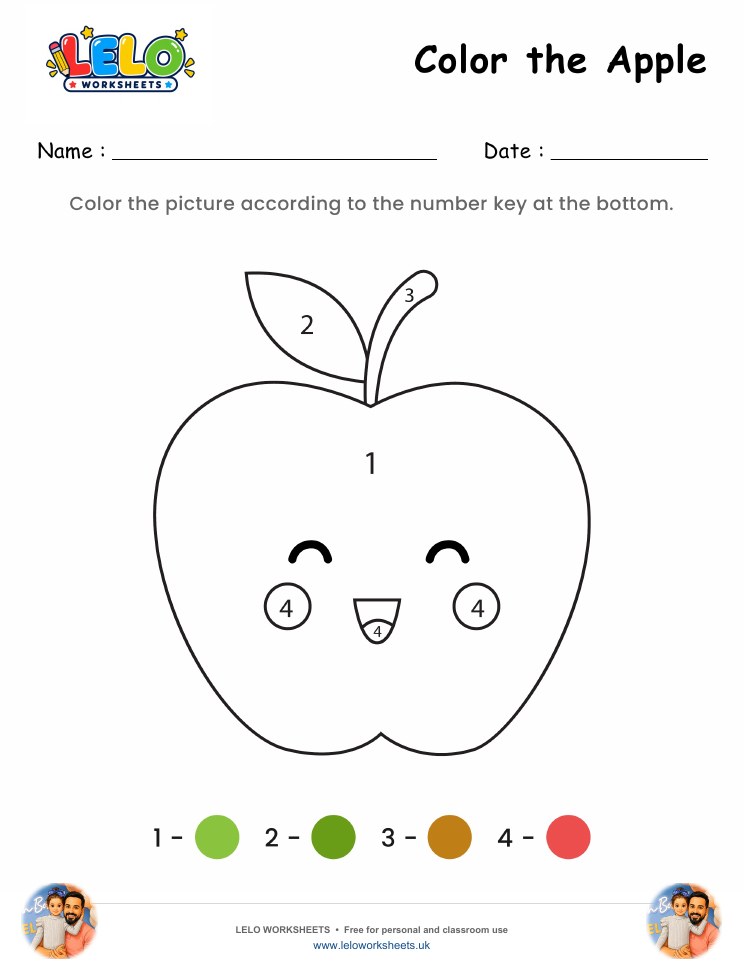 Color the Apple Worksheet worksheet preview