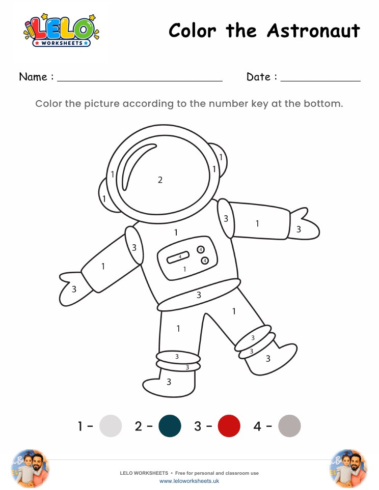 Color the Astronaut Worksheet worksheet preview