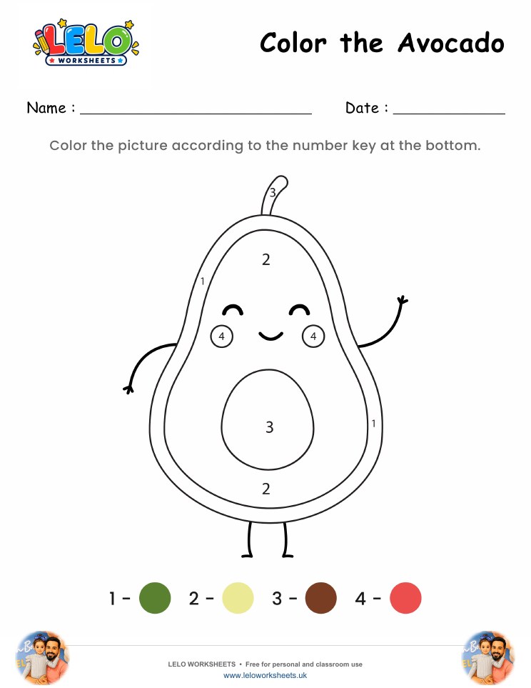 Color the Avocado Worksheet worksheet preview