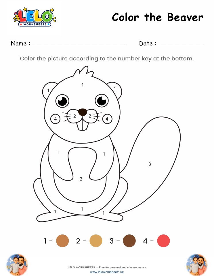 Color the Beaver Worksheet worksheet preview
