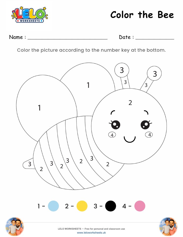 Color the Bee Worksheet worksheet preview