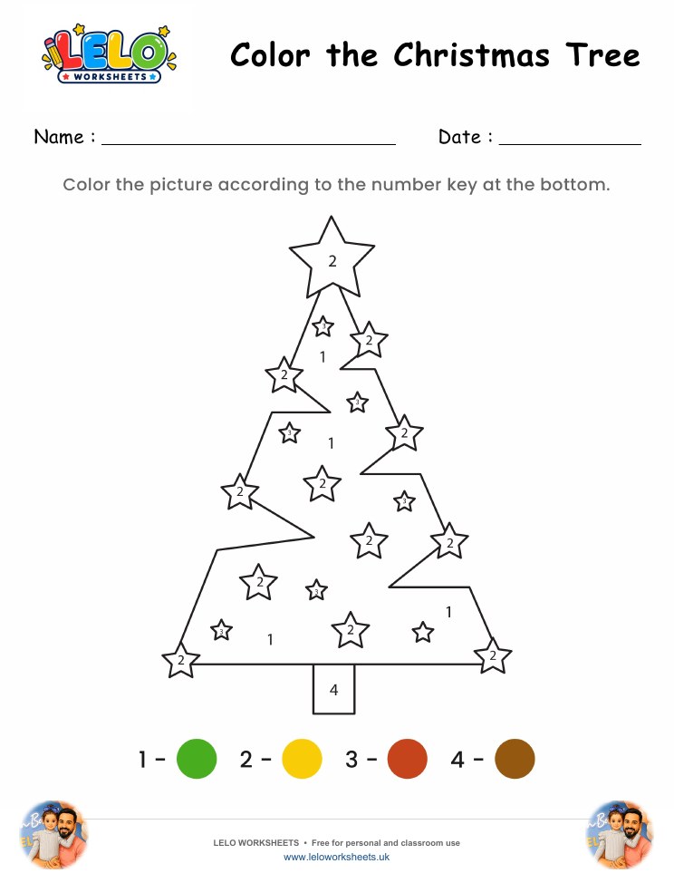 Color the Christmas Tree Worksheet worksheet preview