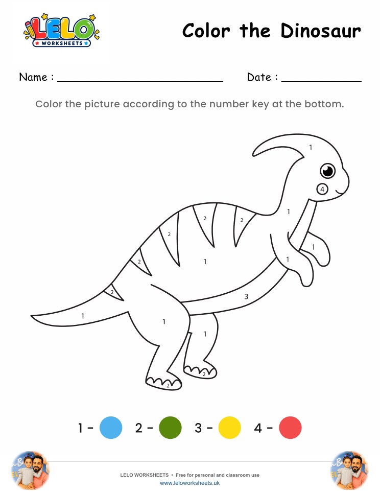 Color the Dinosaur Worksheet 1 worksheet preview