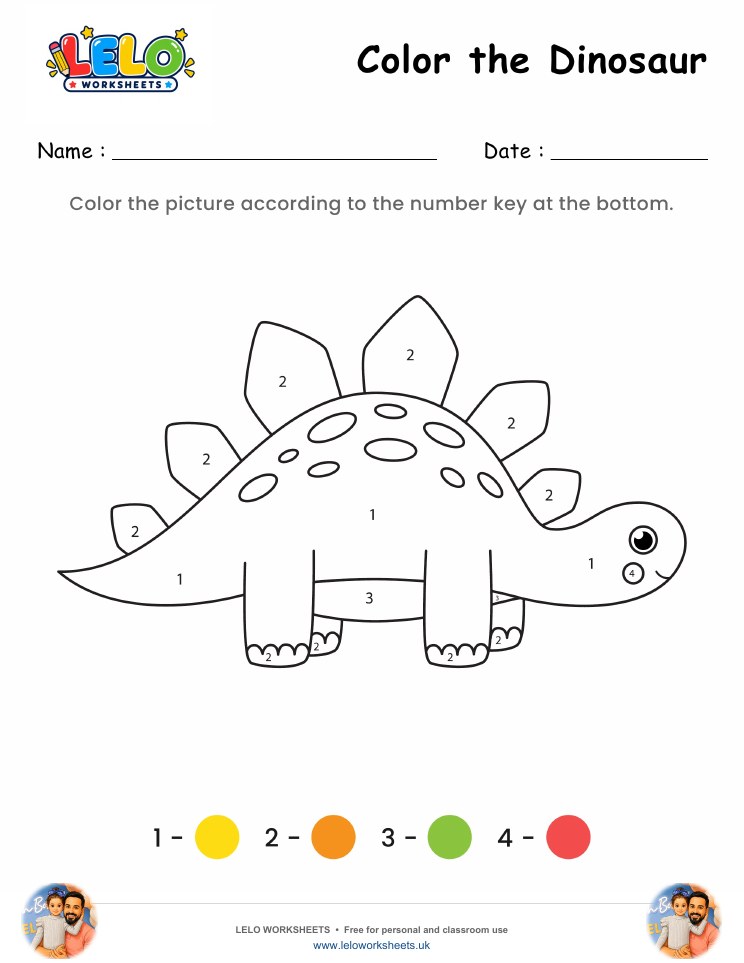 Color the Dinosaur Worksheet 2 worksheet preview