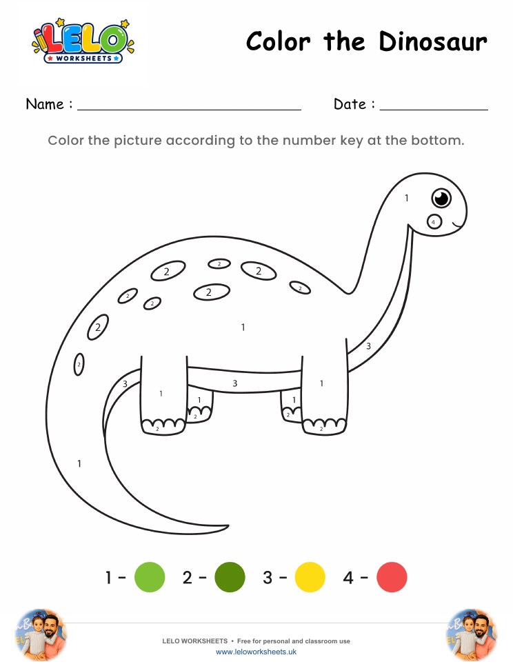 Color the Dinosaur Worksheet 3 worksheet preview