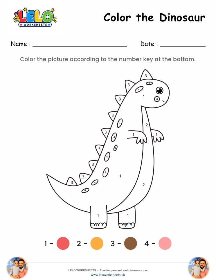 Color the Dinosaur Worksheet 4 worksheet preview