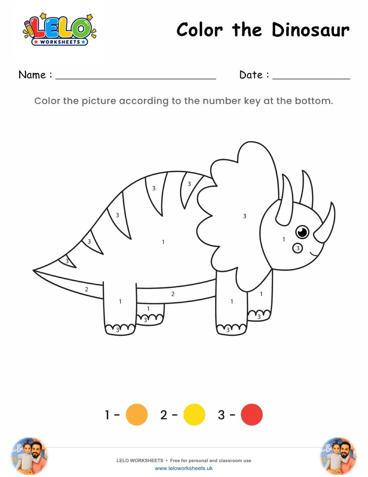 Color the Dinosaur Worksheet 5 worksheet preview