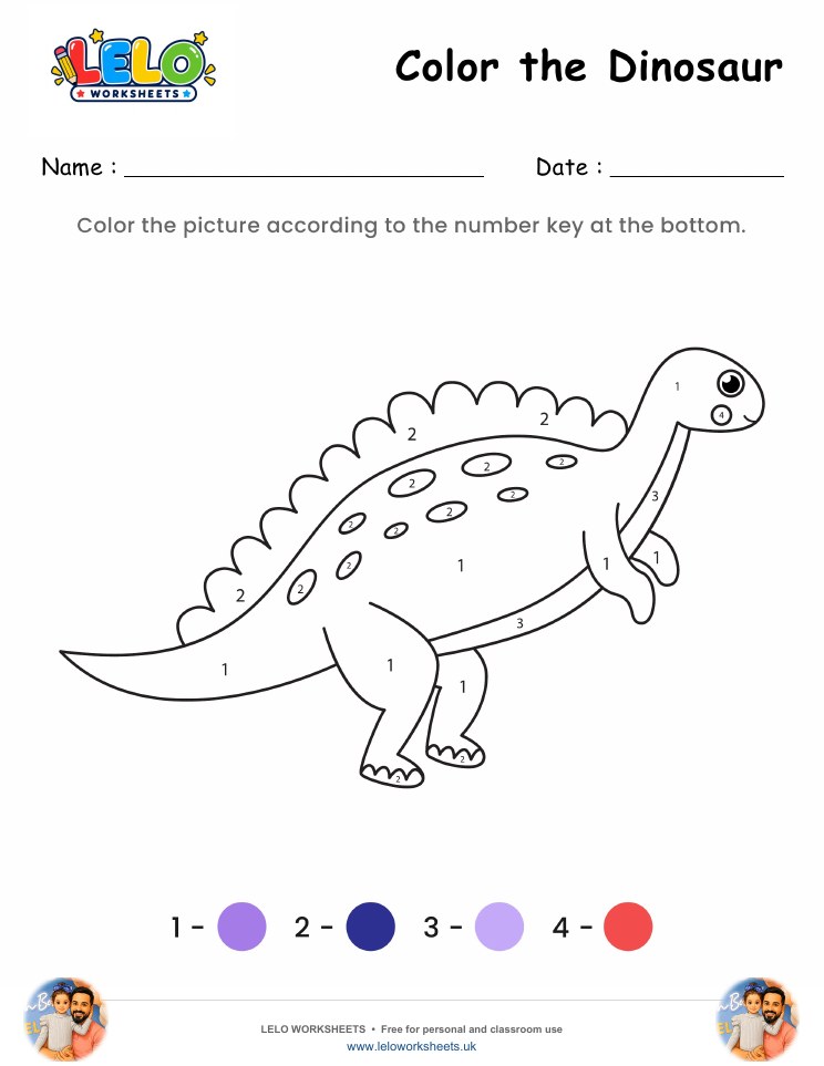 Color the Dinosaur Worksheet 6 worksheet preview