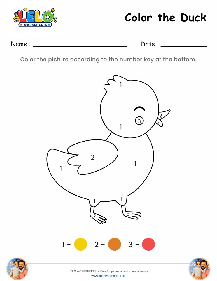 Color the Duck Worksheet worksheet preview