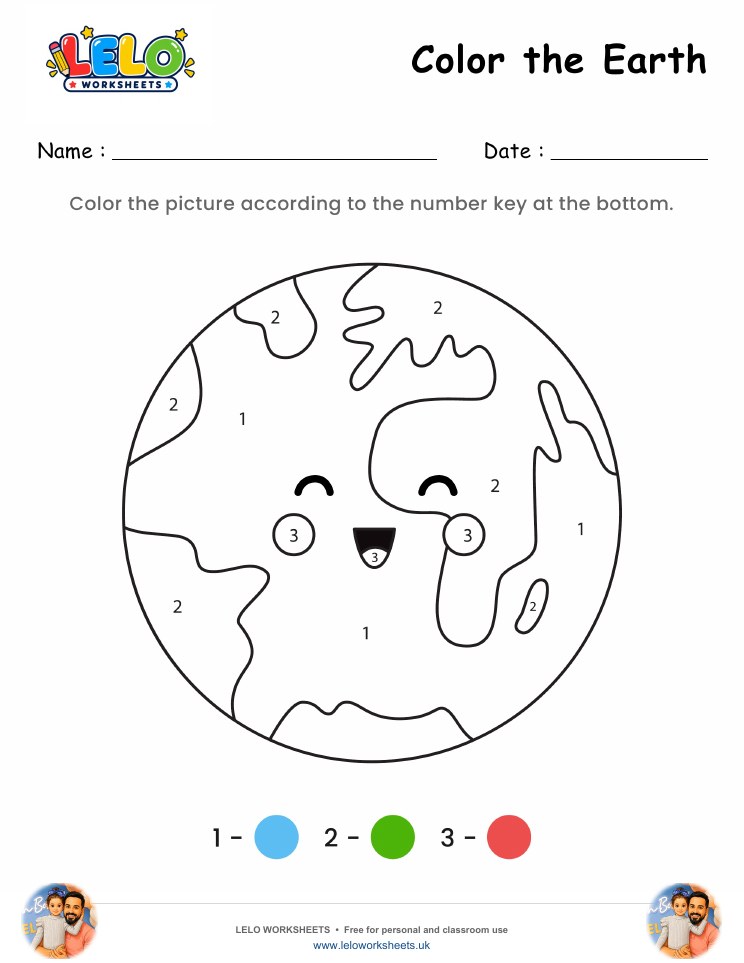 Color the Earth Worksheet worksheet preview