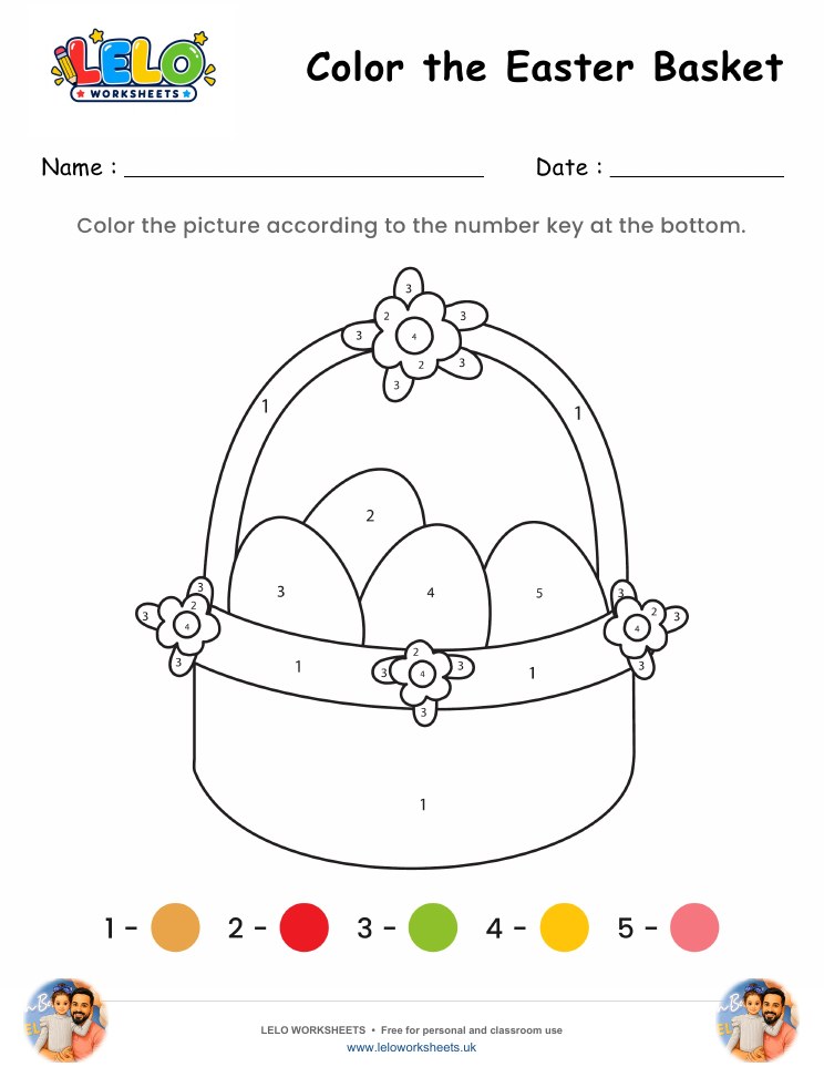 Color the Easter Basket Worksheet worksheet preview