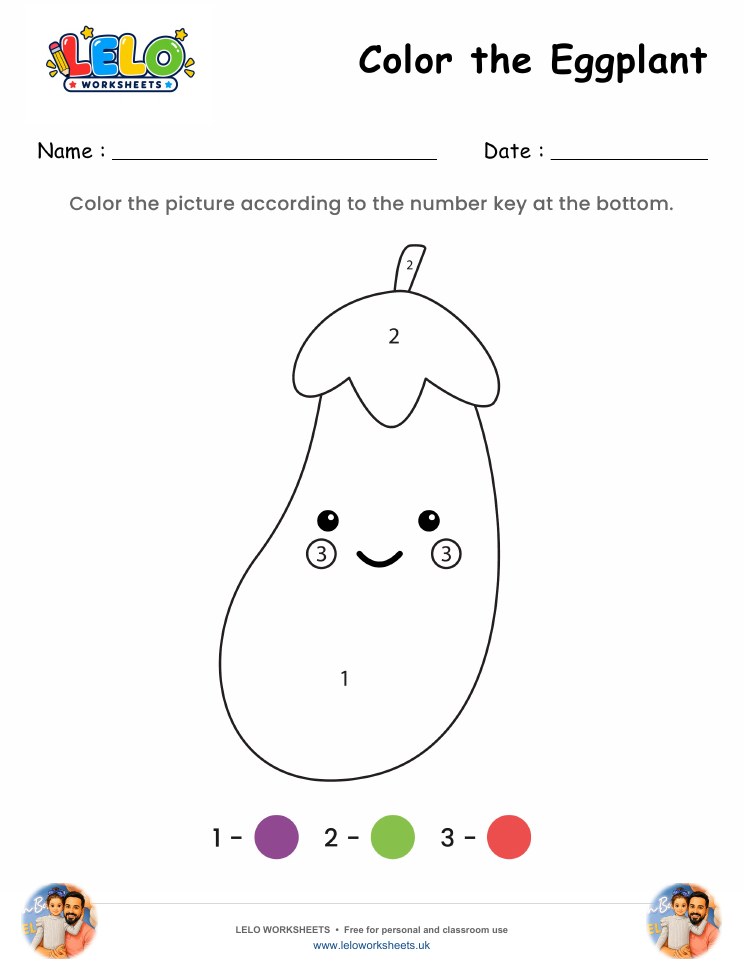 Color the Eggplant Worksheet worksheet preview