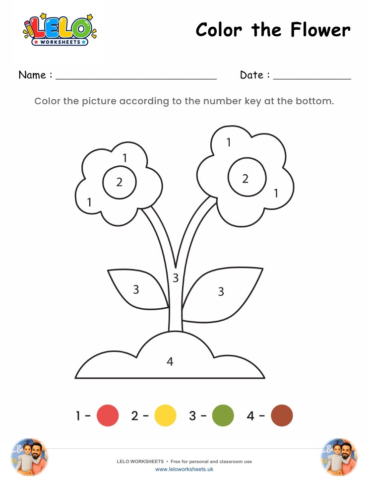 Color the Flower Worksheet worksheet preview