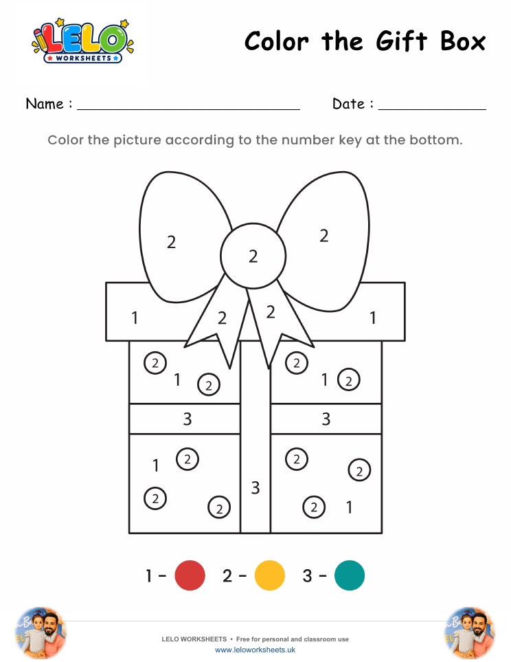 Color the Gift Box Worksheet worksheet preview