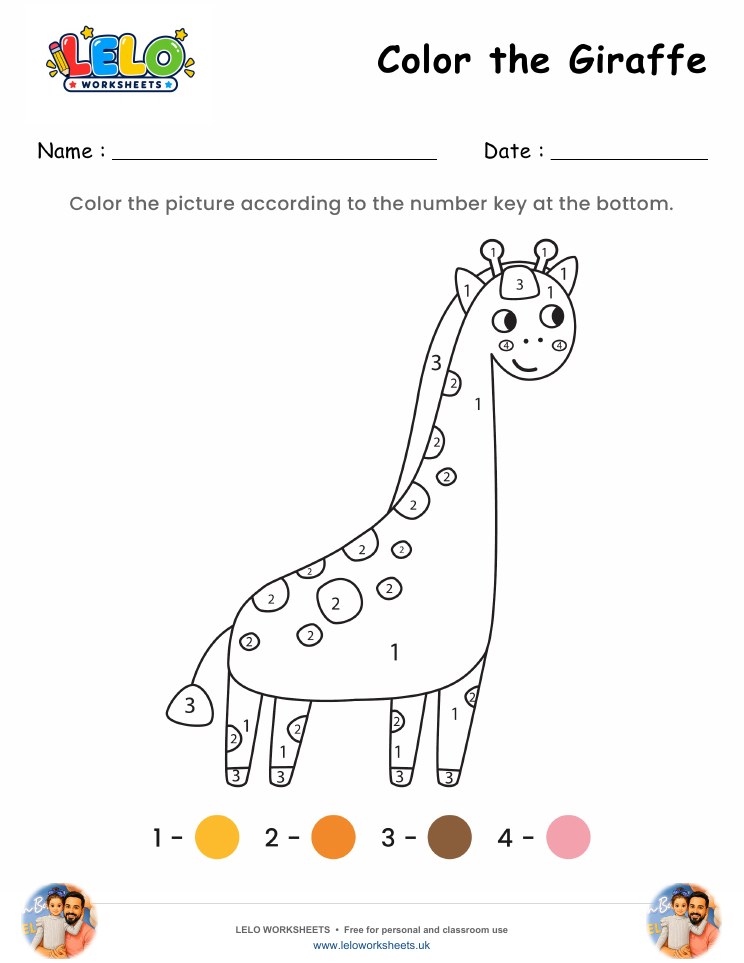 Color the Giraffe Worksheet worksheet preview