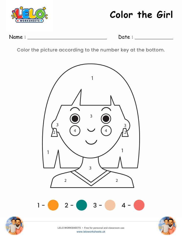 Color the Girl Worksheet worksheet preview
