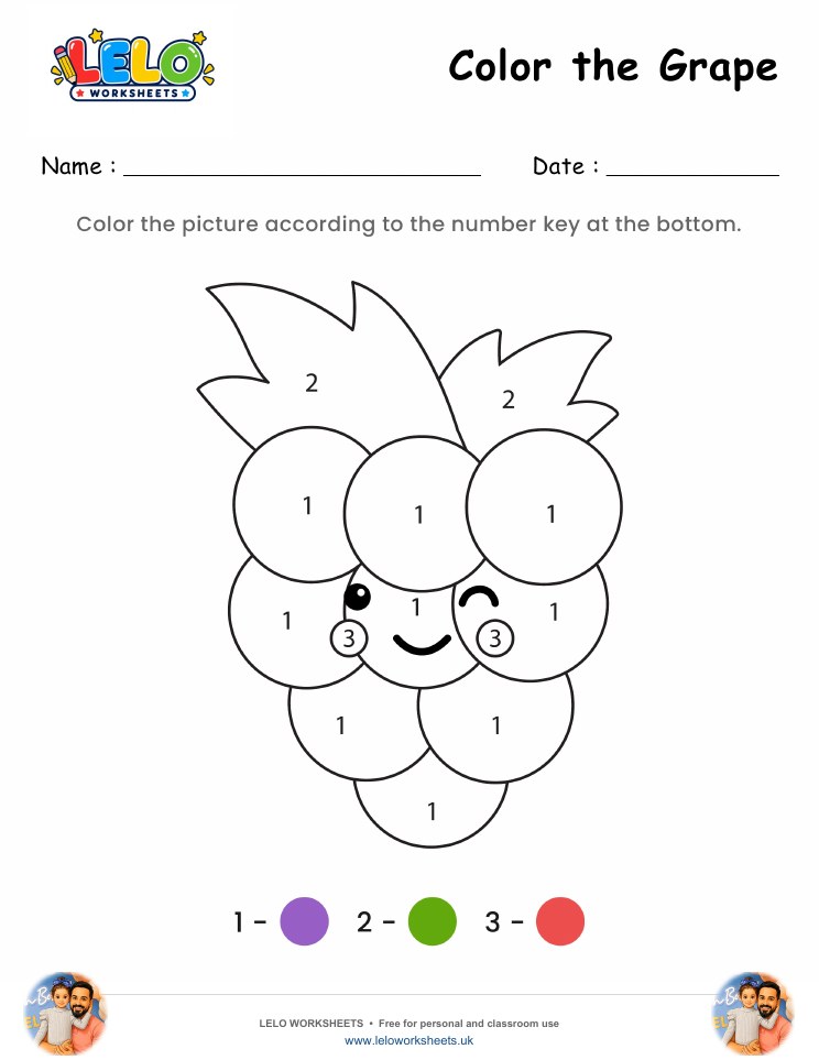 Color the Grapes Worksheet worksheet preview