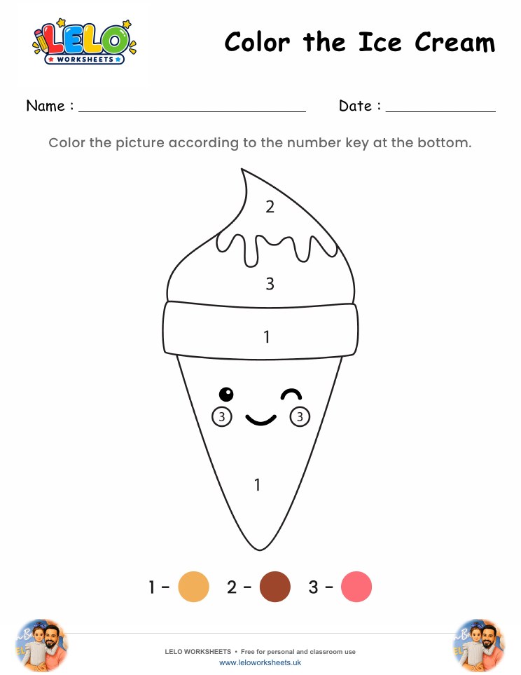 Color the Ice Cream Worksheet worksheet preview