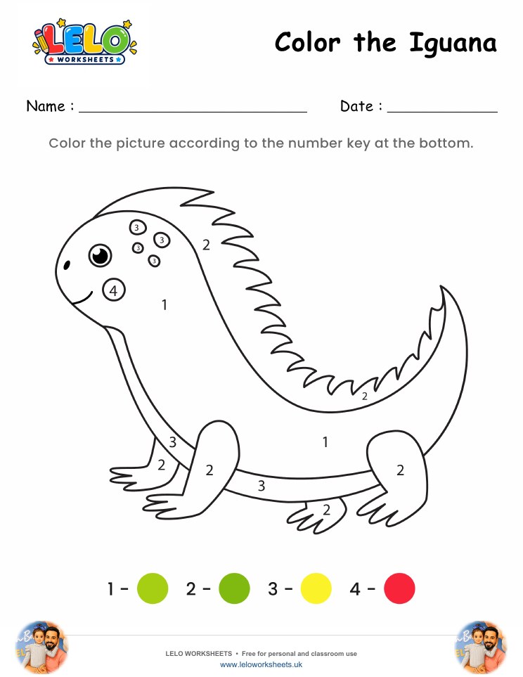 Color the Iguana Worksheet worksheet preview