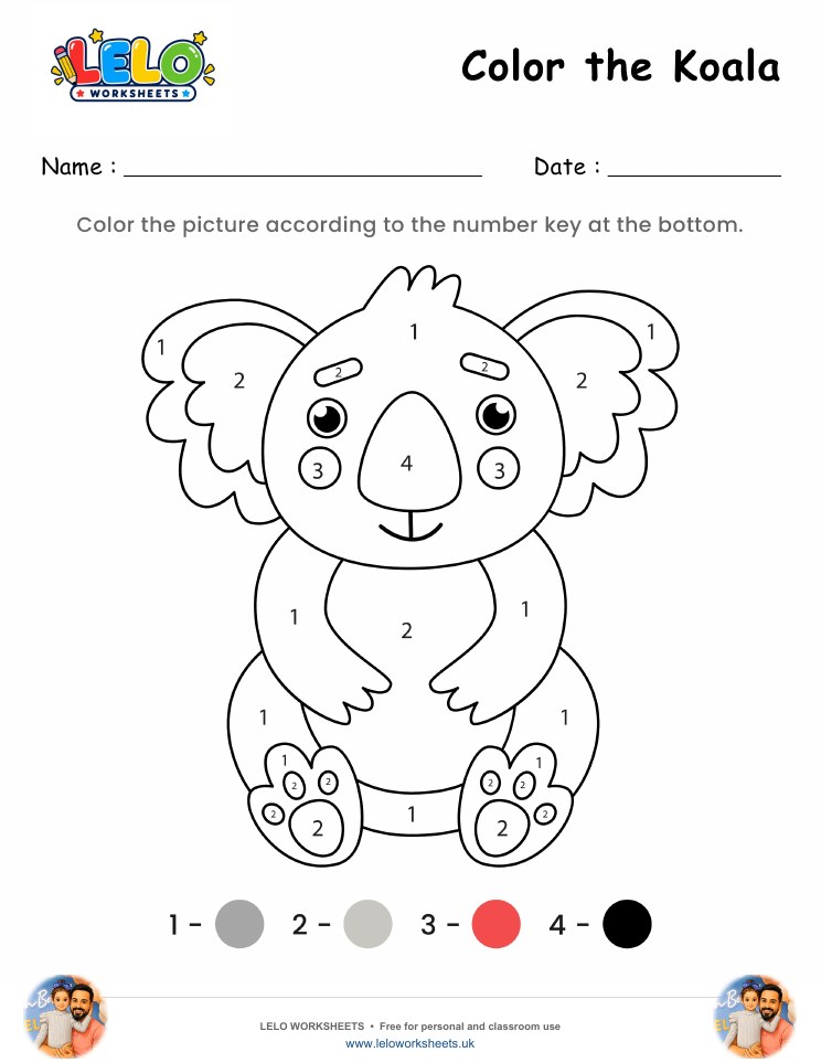 Color the Koala Worksheet worksheet preview