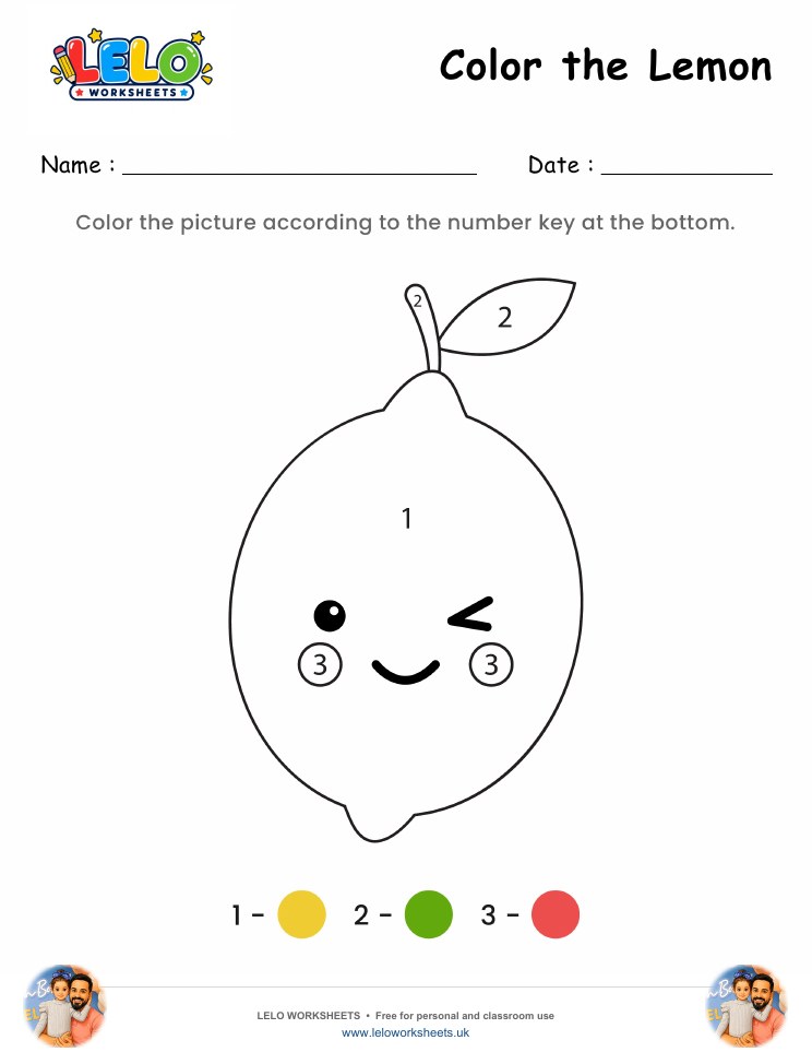 Color the Lemon Worksheet worksheet preview