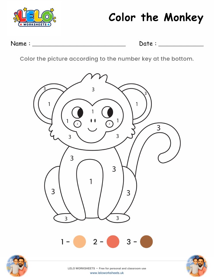 Color the Monkey Worksheet worksheet preview