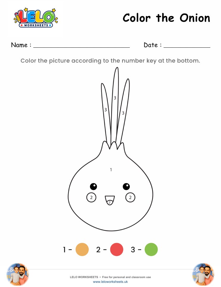 Color the Onion Worksheet worksheet preview