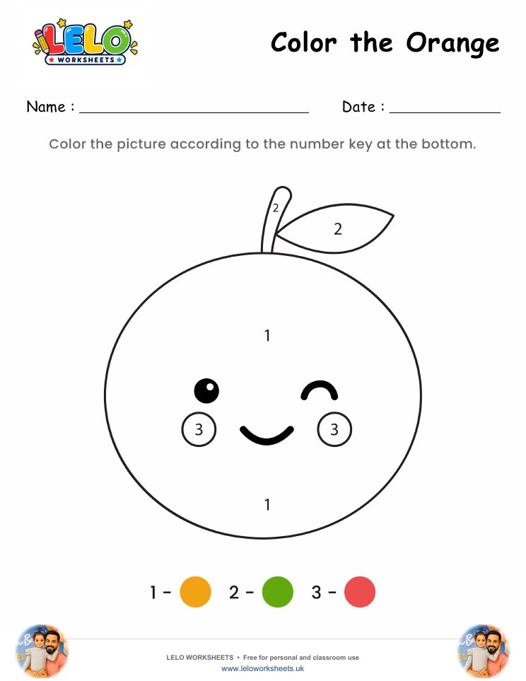 Color the Orange Worksheet worksheet preview