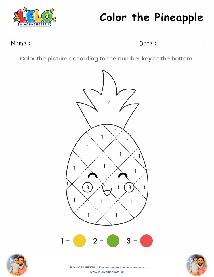 Color the Pineapple Worksheet worksheet preview