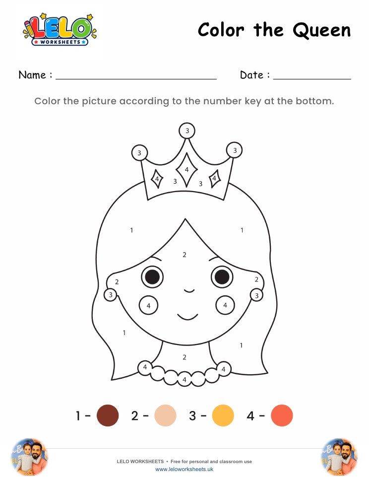 Color the Queen Worksheet worksheet preview