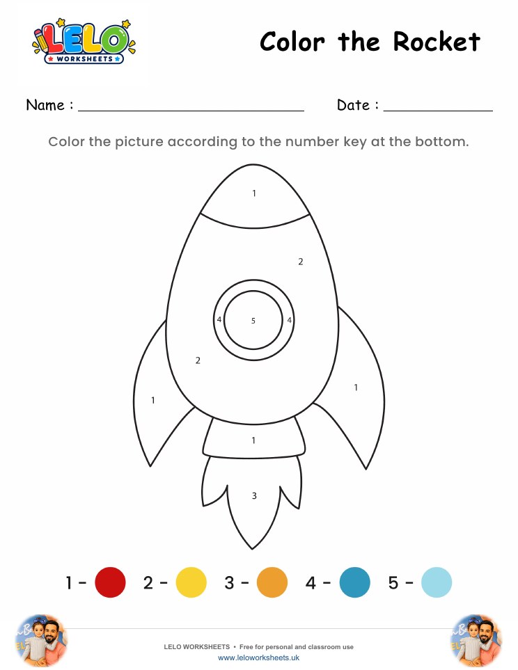 Color the Rocket Worksheet worksheet preview