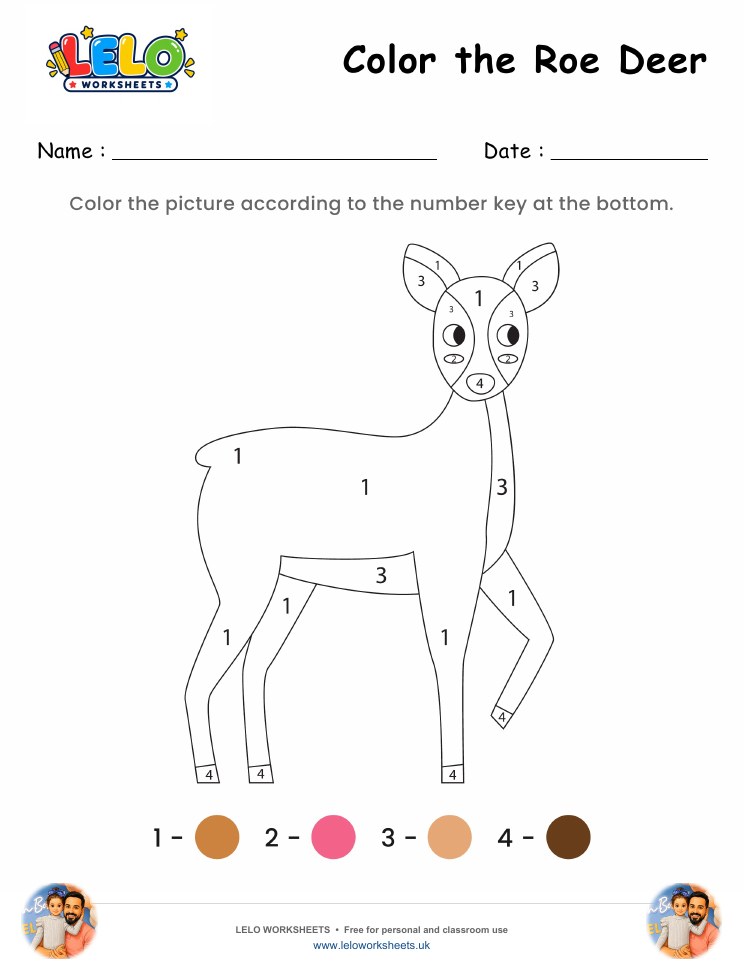 Color the Roe Deer Worksheet worksheet preview