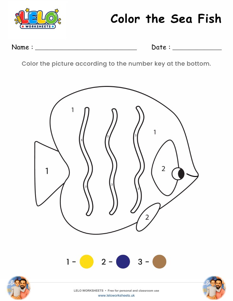 Color the Sea Fish Worksheet worksheet preview