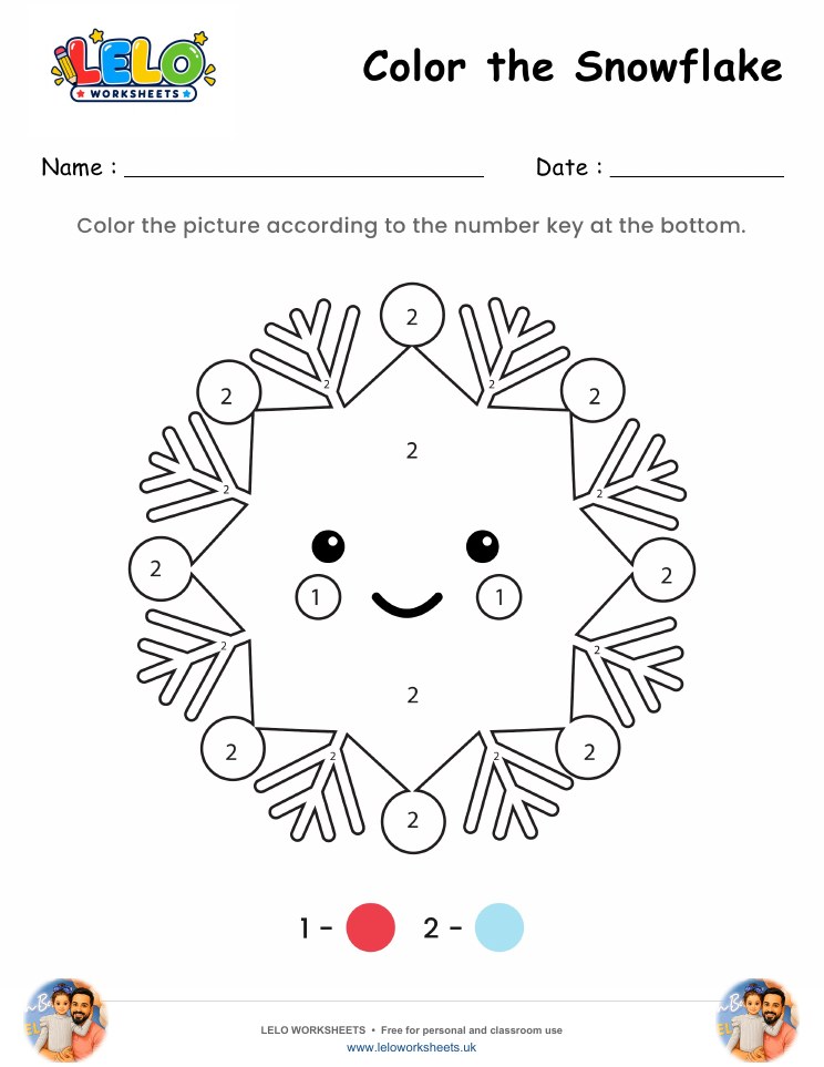 Color the Snowflake Worksheet worksheet preview