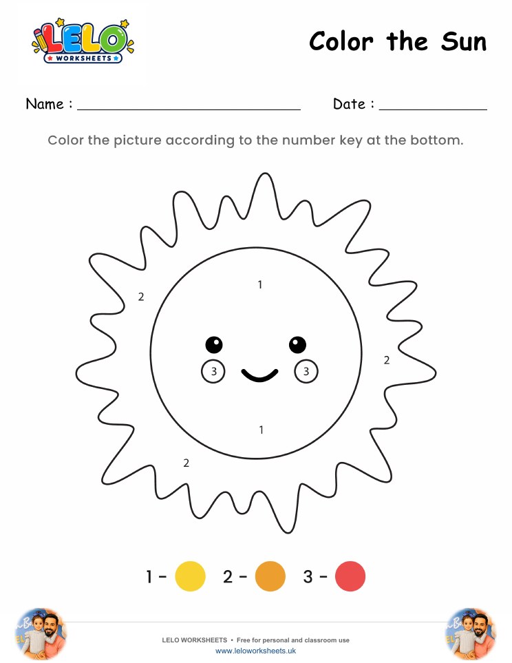 Color the Sun Worksheet worksheet preview