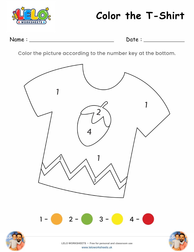 Color the T-Shirt Worksheet worksheet preview