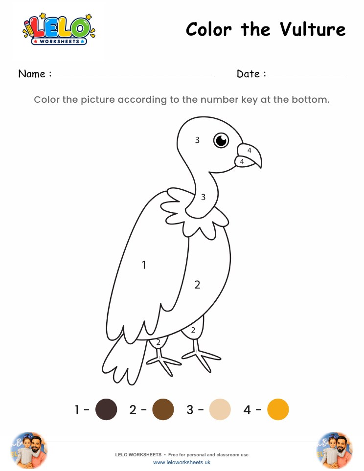 Color the Vulture Worksheet worksheet preview