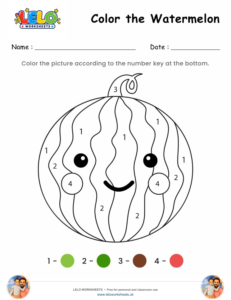 Color the Watermelon Worksheet worksheet preview