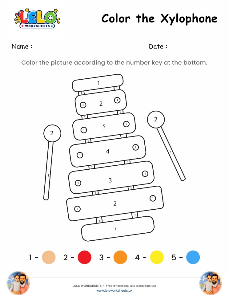 Color the Xylophone Worksheet worksheet preview