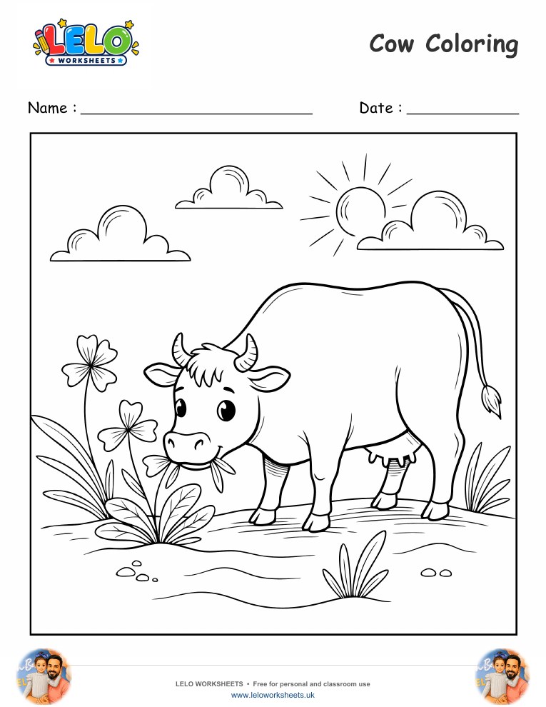 Cow Coloring Page worksheet preview