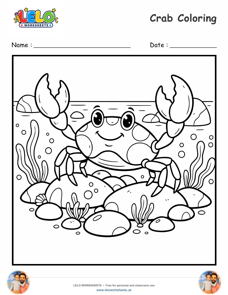 Crab Coloring Page worksheet preview