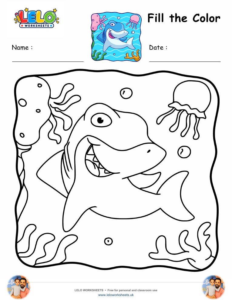 cute shark coloring pages worksheet preview