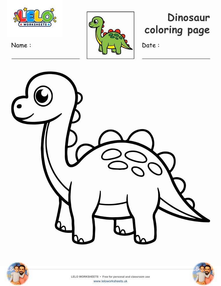 dinosaur coloring page worksheet preview