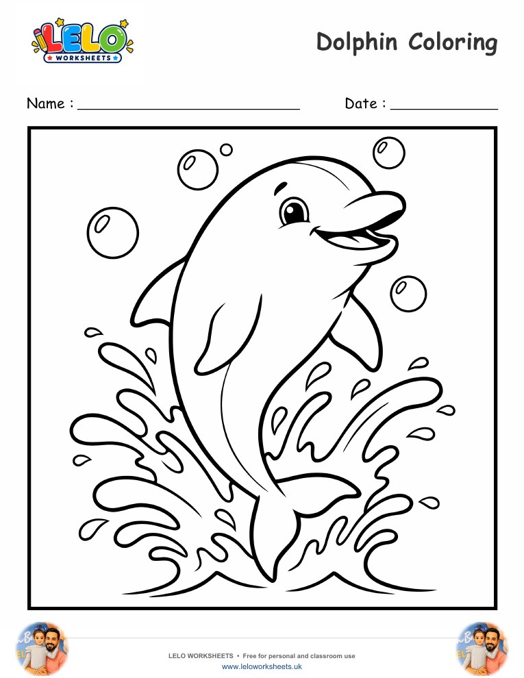 Dolphin Coloring Pages worksheet preview