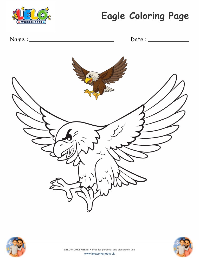 Eagle coloring page worksheet preview