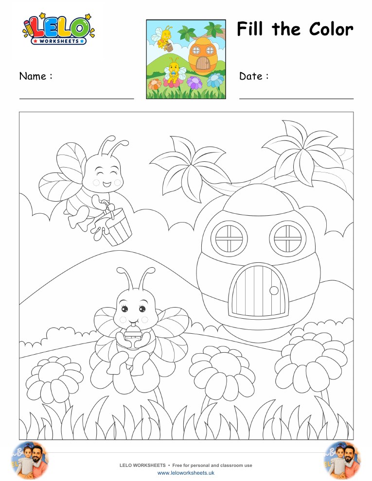 Fill the Color-Bee Worksheet worksheet preview