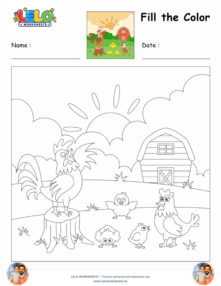Fill the Color-Chicken Worksheet worksheet preview