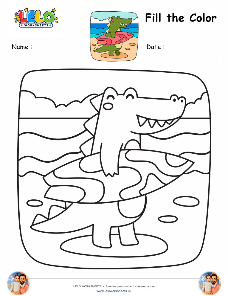 Fill the Color-Crocodile Worksheet worksheet preview