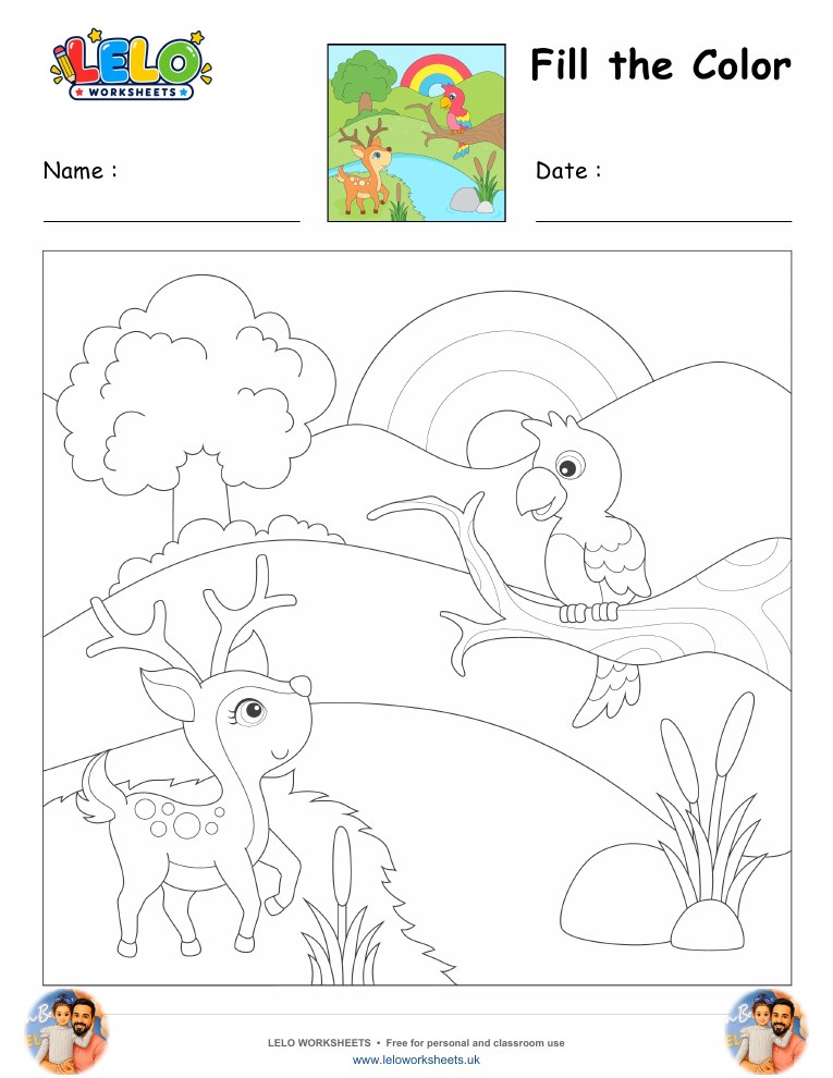 Fill the Color-Deer Worksheet worksheet preview